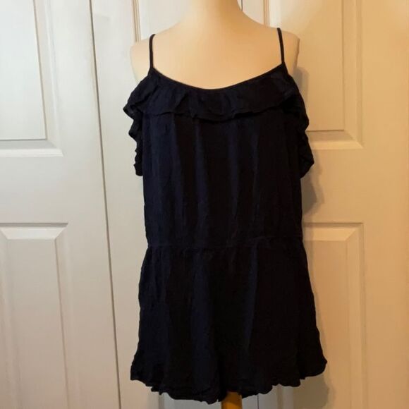 Ambiance Navy Blue Shorts Romper 1X - Picture 1 of 5